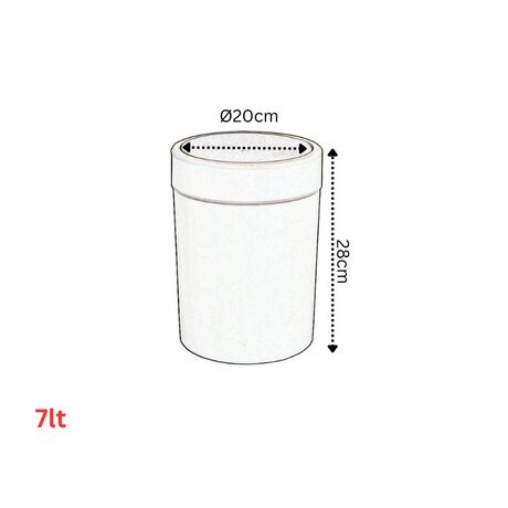 Κάδος Απορριμμάτων Πλαστικός 7lt  Ø20x28cm Πολυχρηστικός με Αιωρούμενο Καπάκι Λευκό-Λάβα