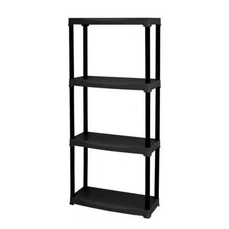 ARTPLAST Ιταλίας Πλαστική Ραφιέρα 4kg 4όροφη 60x30x133cm Αντοχή Ραφιού 25kg Max Αντοχή 100kg Σταθερά Ράφια Μαύρο