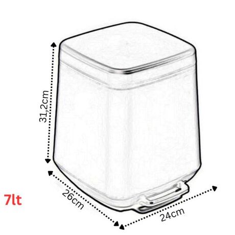 Κάδος Μπάνιου με Πεντάλ 7lt 24x26x31.2cm με Εσωτερικό Κάδο 1.01kg Πλαστικό SOFT CLOSE Γκρι Ελλάδας