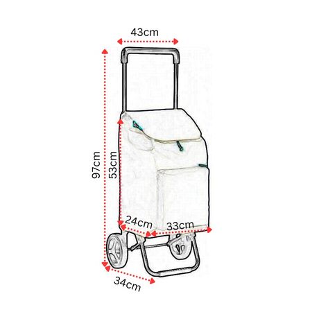 VESTA Καρότσι Λαϊκής 37lt Αλουμινίου 43x34x97cm με Σάκο Πολυεστέρα 1680D Αντοχής 30kg Διάμετρος Ρόδας Ø21cm Κόκκινο