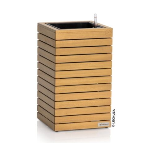 LECHUZA PALO Natural Wood High 45  Επιδαπέδια Γλάστρα 44x44x77cm Αυτοποτιζόμενη με Δοχείο Φυσικό Ξύλο Ευκαλύπτου