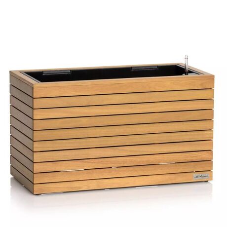 LECHUZA PALO Natural Wood Wide 80 Low  Επιδαπέδια Γλάστρα 79x37x46cm Αυτοποτιζόμενη με Δοχείο Φυσικό Ξύλο Ευκαλύπτου