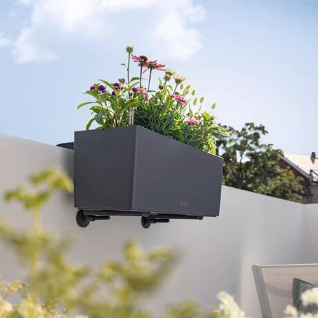 LECHUZA Wall Βάση Τοποθέτησης Μπαλκονιού/Τοίχου ΣΕΤ 2 Τεμάχια για Ζαρντινιέρες BALCONERA Μαύρη MAX Αντοχή 35kg