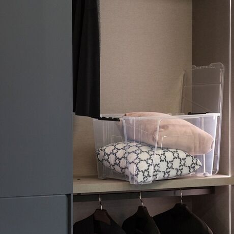 Dea Home Italy Κουτί Αποθήκευσης 57x39x32cm Πλαστικό 50lt Διάφανο Με Κλιπς