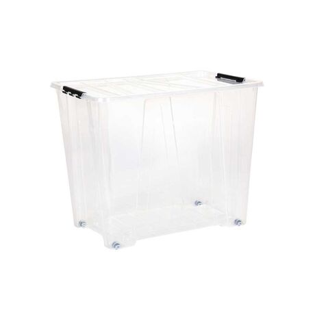 Dea Home Italy Κουτί Αποθήκευσης 57x39x47cm Πλαστικό 70lt Διάφανο Με Κλιπς