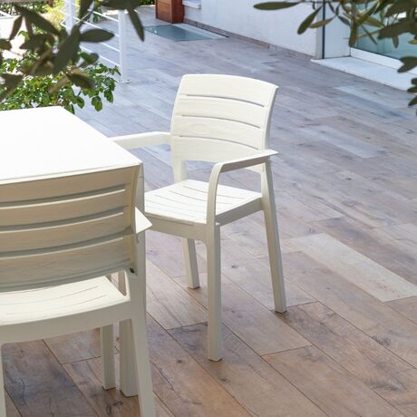 TOOMAX MAREA Καρέκλα Κήπου Στοιβαζόμενη 58.5x61.5x79cm Βάρος 4.03kg Όψη Φυσικού Ξύλου Λευκή Ιταλίας