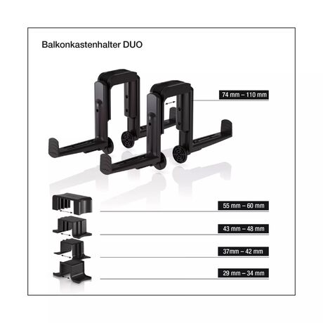 LECHUZA DUO Βάση Μπαλκονιού Σετ 2 Τεμαχίων με 4 Αντάπτορες για Ζαρντινιέρες BALCONERA ΛΕΥΚΟ MAX Αντοχή 35kg