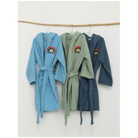 Palamaiki Μπουρνούζι με Κουκούλα Kids Bath SUPER DUDE CIEL 6-8 Μπλε