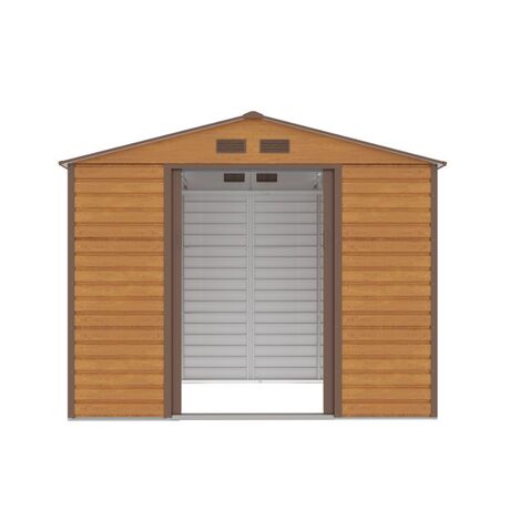 STEELEN Μεταλλική Αποθήκη Κήπου-Σπιτάκι Κήπου 277x195x221cm (9′1″x6′5″x7′3″) 5.4m² Γαλβανιζέ με Παράθυρο EVAN PLUS C Χρώμα απομίμησης Ξύλου/Καφέ