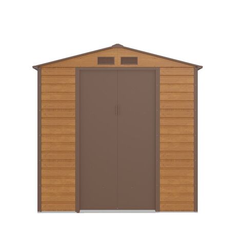 STEELEN Μεταλλική Αποθήκη Κήπου-Σπιτάκι Κήπου 213x195x213cm (7'x6.4') 4.15m² Γαλβανιζέ με Παράθυρο EVAN PLUS B Χρώμα απομίμησης Ξύλου/Καφέ