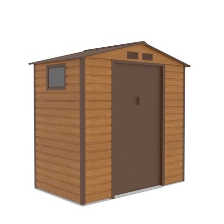 STEELEN Μεταλλική Αποθήκη Κήπου-Σπιτάκι Κήπου 213x131x213cm (7'x4.3') 2.79m² Γαλβανιζέ με Παράθυρο EVAN PLUS A  Χρώμα απομίμησης Ξύλου/Καφέ