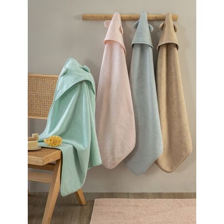 Palamaiki Σετ Μπουρνουζοπετσέτες Με Κουκούλα Baby Bath 75x75 ROBIN (2) ROSE Ροζ