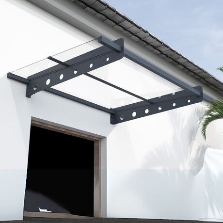 VESTA Στέγαστρο Πόρτας/Παραθύρου 120x80cm Αλουμίνιο Πάχους 2.5mm Πολυκαρμπονικό Πάνελ Πάχους 3mm 13kg Ανθρακί - Διάφανο