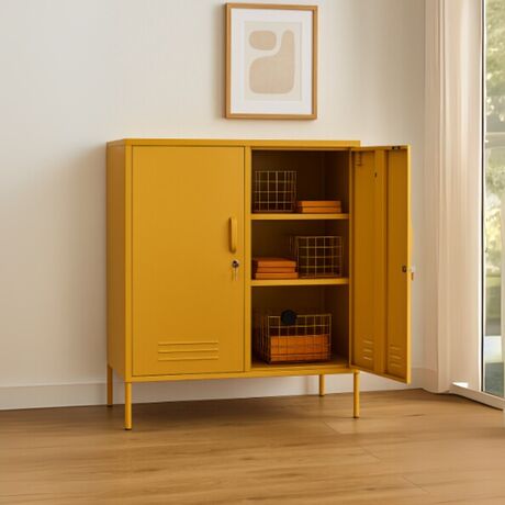 STEELEN COLOR Μεταλλική Ντουλάπα 80x40x90cm Πάχους 0.7mm Εσωτερικού Χώρου με Πόδια Mustard