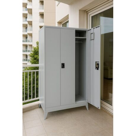 STEELEN Μεταλλική Ντουλάπα 115x45x191cm Γαλβανιζέ 3φυλλη με 5 Ράφια και Ρυθμιζόμενα Πόδια -7 Αποθηκευτικοί Χώροι 56.5kg