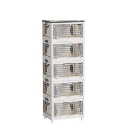 VESTA Διάφανη Πλαστική Συρταριέρα/Τροφοθήκη 5όροφη 52.5x36x140.5cm 11.05kg με Ροδάκια Λευκό