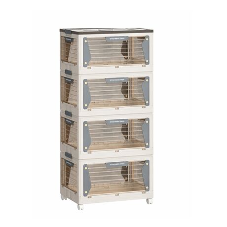 VESTA Διάφανη Πλαστική Συρταριέρα/Τροφοθήκη 4όροφη 52.5x36x112.5cm με Ροδάκια Λευκό