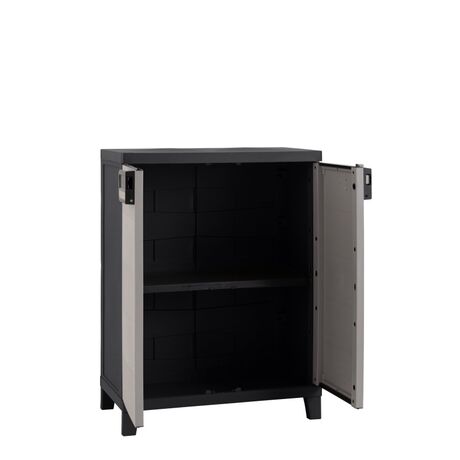 TOOMAX Ιταλίας MOB SMART Πλαστική Ντουλάπα 66x40x88cm 10kg με Ράφια και Πόδια  MAX Αντοχή 15kg Ανθρακί-Γκρι