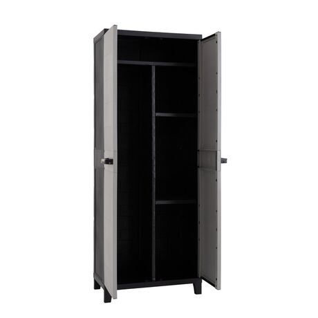 TOOMAX Ιταλίας PRIME Πλαστική Ντουλάπα 66x40x172cm 10.9kg με Χώρισμα-5 Χώρους και Πόδια MAX Αντοχή 15kg Ανθρακί -Γκρι