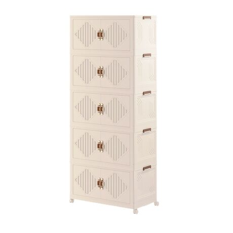 VESTA Πλαστική Ντουλάπα Αποθήκευσης 5όροφη 60x34x164cm 9.2 kg με Ροδάκια Λευκό του Πάγου