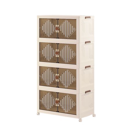 ESTA Πλαστική Ντουλάπα Αποθήκευσης 4όροφη 60x34x133cm 7.5kg με Ημιδιάφανα Πορτάκια και Ροδάκια