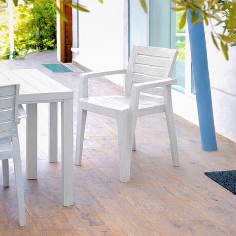 TOOMAX MAREA Καρέκλα Κήπου Στοιβαζόμενη 58.5x61.5x79cm Βάρος 4.03kg Όψη Φυσικού Ξύλου Λευκή Ιταλίας