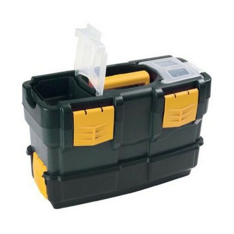 Εργαλειοθήκη  Επαγγελματική Πλαστική 35x17x23cm  2όροφη με 2 Ταμπακιέρες και Χειρολαβή Βάρος 1,20kg Μαύρο-Πορτοκαλί Artplast Ιταλίας