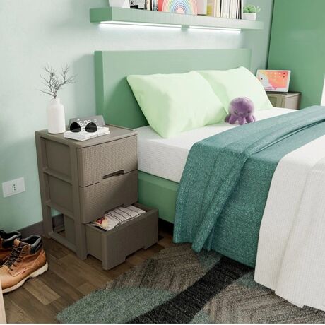 ARTPLAST Ιταλίας Συρταριέρα Πλαστική 3όροφη 39x38.5x61cm RATTAN HARMONY  Γκρι Καφέ