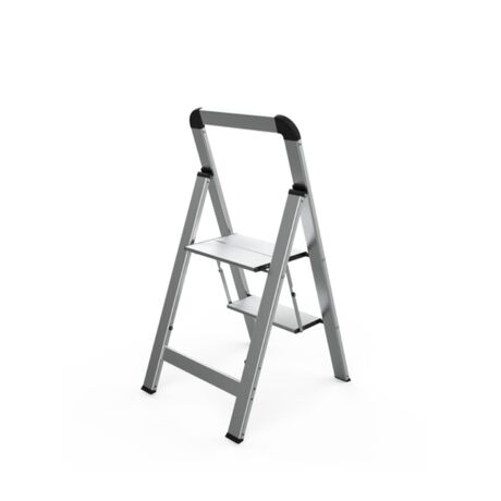 VESTA Σκαλοσκαμπό Αλουμινίου TIKO 39x52.6x86.6cm με 2 Σκαλιά MAX Αντοχή Βάρους 150kg Βάρος 2.4kg Ασημί