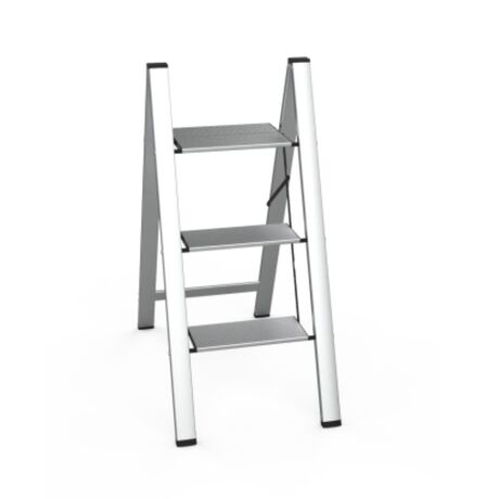 VESTA Σκαλοσκαμπό Αλουμινίου 39x69.7x85cm με 3 Σκαλιά MAX Αντοχή Βάρους 150kg Βάρος 2.7kg Ασημί