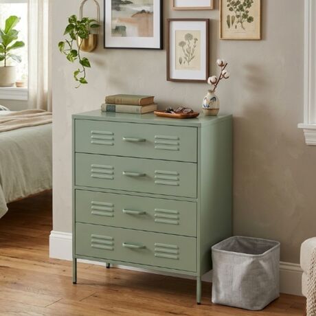 STEELEN COLOR Συρταριέρα 115x35x190cm Πάχους 0.8mm Εσωτερικού Χώρου με Πόδια Pastel Green