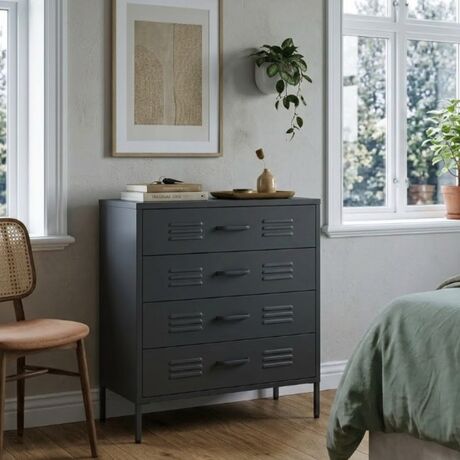 STEELEN COLOR Συρταριέρα 115x35x190cm Πάχους 0.8mm Εσωτερικού Χώρου με Πόδια Slate Grey