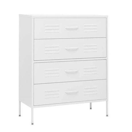 STEELEN COLOR Συρταριέρα 115x35x190cm Πάχους 0.8mm Εσωτερικού Χώρου με Πόδια Cotton White