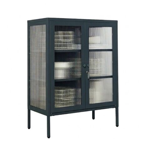 STEELEN COLOR Μεταλλική Ντουλάπα 100x40x70cm Πάχους 0.8mm Εσωτερικού Χώρου με Τζάμι και Πόδια Slate Grey