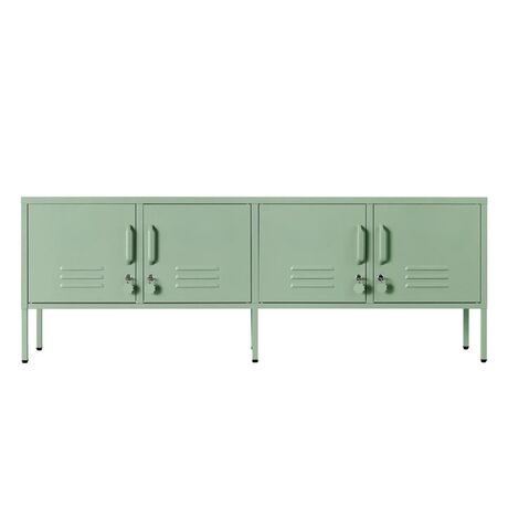 STEELEN COLOR Μεταλλικό Ντουλάπι - Έπιπλο Τηλεόρασης 160x45x55cm Πάχους 0.4mm Εσωτερικού Χώρου με Πόδια Pastel Green