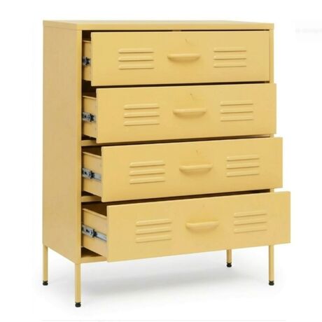 STEELEN COLOR Συρταριέρα 115x35x190cm Πάχους 0.8mm Εσωτερικού Χώρου με Πόδια Butter Yellow