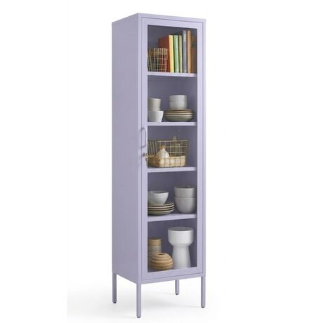 STEELEN COLOR Μεταλλική Ντουλάπα - Βιβλιοθήκη 50x35x190cm Πάχους 0.8mm Εσωτερικού Χώρου με Πόδια με Τζάμι Lilac