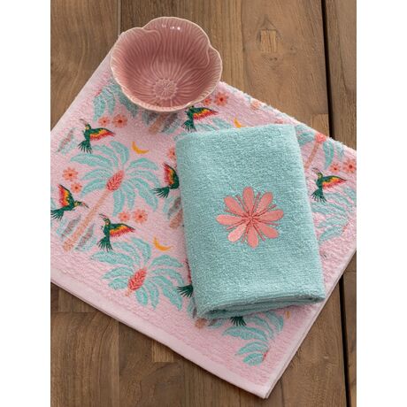 Palamaiki Σετ 2 Πετσέτες Κουζίνας 30x50 MH400 FLOWER Γαλάζιο