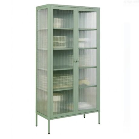STEELEN COLOR Μεταλλική Ντουλάπα 90x55x190cm Πάχους 0.8mm Εσωτερικού Χώρου με Τζάμι και Πόδια Pastel Green