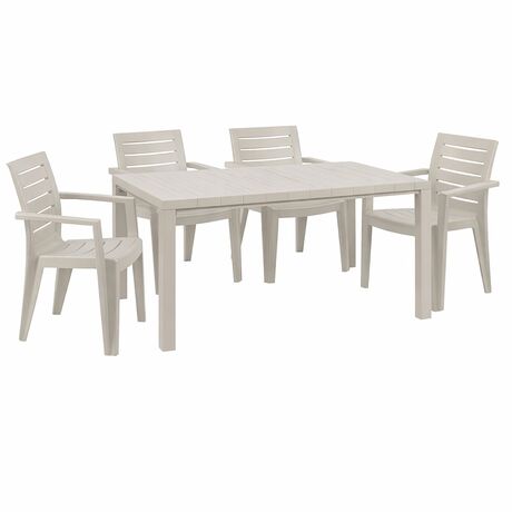 TOOMAX Σετ Τραπέζι DAVIDE + 4 Καρέκλες MAREA Όψη Φυσικού Ξύλου Warm Grey