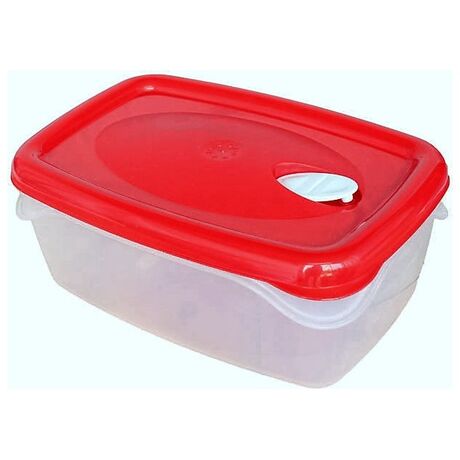 BAMA Ιταλίας Τάπερ-Φαγητοδοχείο 22.5x15.5x9.5cm Ορθογώνιο με Βαλβίδα 2lt Διάφανο Κόκκινο Καπάκι