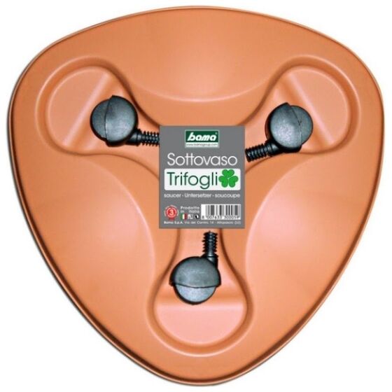 Βάση Γλάστρας Σύνθεσης Τριπλής TRIFOGLIO Ø40X10cm με Ρόδες Πλαστική 0,37kg Κεραμιδί BAMA  Ιταλίας