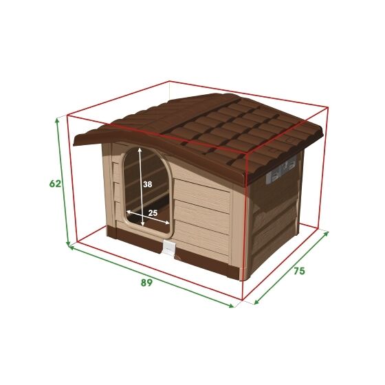 BAMA ITALY Σπίτι Σκύλου 89x75x62cm Medium με Ρυθμιζόμενη Οροφή και Πάτωμα 10kg Μπεζ/Καφέ BUNGALOW