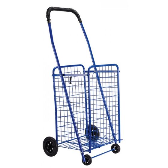 Καρότσι Λαϊκής Μεταλλικό 60lt 54x47x96cm Πτυσσόμενο 4.1kg Αντοχή Bάρους 35kg με 2+2 Ρόδες Μπλε