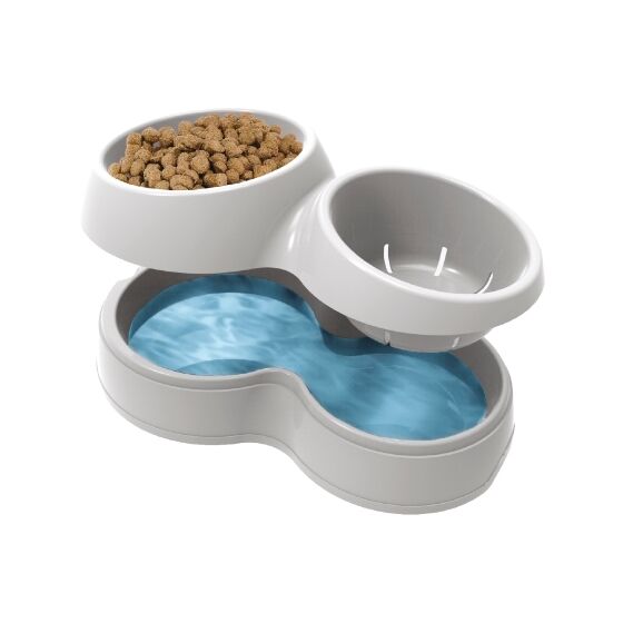 Ταΐστρα Σκύλου-Γάτας 2σε1 33x20x9cm  Λευκό-Κίτρινο BAMA Ιταλίας