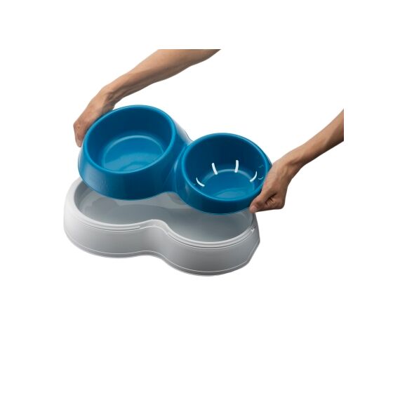 Ταΐστρα Σκύλου-Γάτας 2σε1 44x27x12cm Λευκό-Μπλε BAMA Ιταλίας