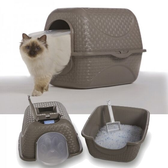 Τουαλέτα Γάτας Κλειστή 41.8x50.5x39.6cm RATTAN με Φίλτρο Ενεργού Άνθρακα Καφέ BAMA Ιταλίας