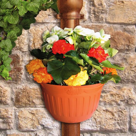 Γλάστρα Ημικυκλική Τοίχου Ø26x14x16 Τερακότα Σετ 2 Τεμαχίων