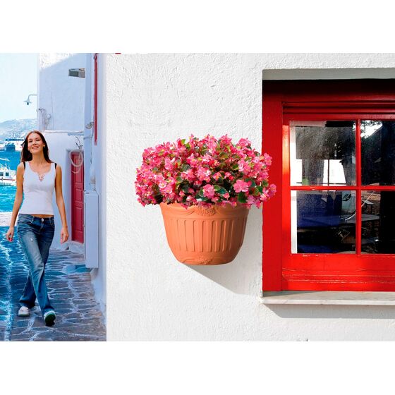 Γλάστρα Ημικυκλική Τοίχου Ø26x14x16 Τερακότα Σετ 2 Τεμαχίων