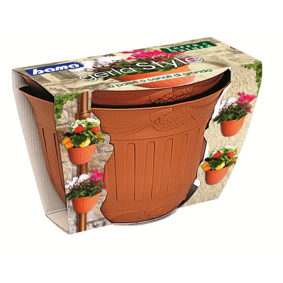 Γλάστρα Ημικυκλική Τοίχου Ø26x14x16 Τερακότα Σετ 2 Τεμαχίων